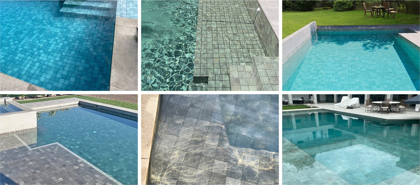 Galería de piscinas con revestimiento Pedra Bela en tonos naturales para interior de piscinas